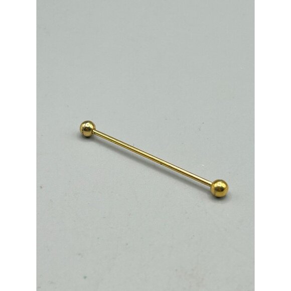 Vintage Collar Bar Retro Man Accessory Gold Tone Ball Round Ends Men Jewelry - Picture 2 of 4